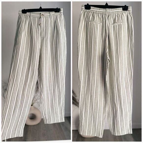 Madewell Linen Blend Striped Pants Tailored Tapered Size 4 NWT - Picture 3 of 9